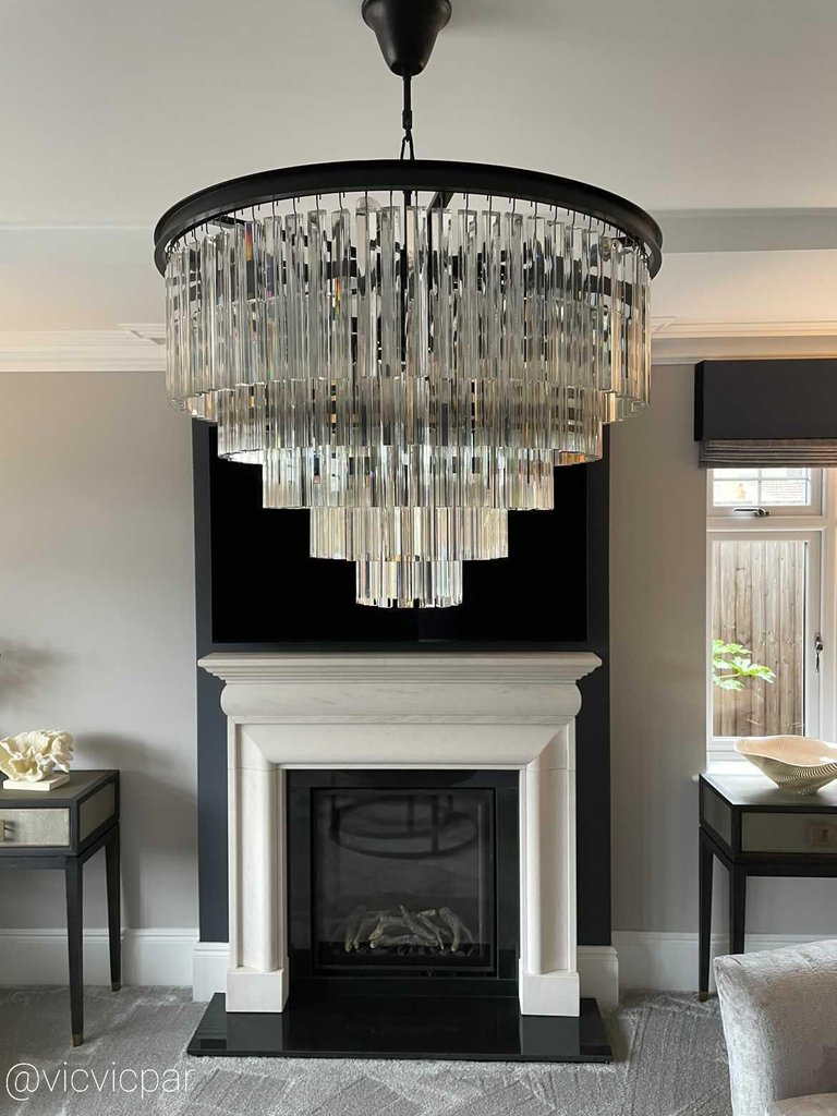 Seville large matt black crystal chandelier light