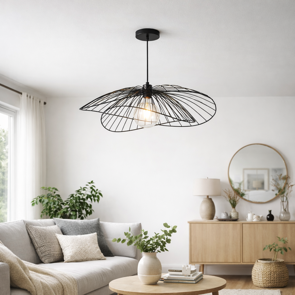 Broome black wire pendant 65cm living room