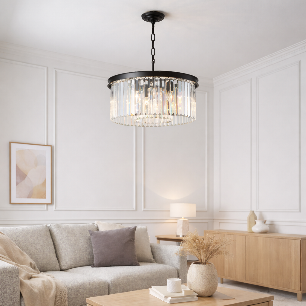 Carolina large black crystal chandelier modern living room