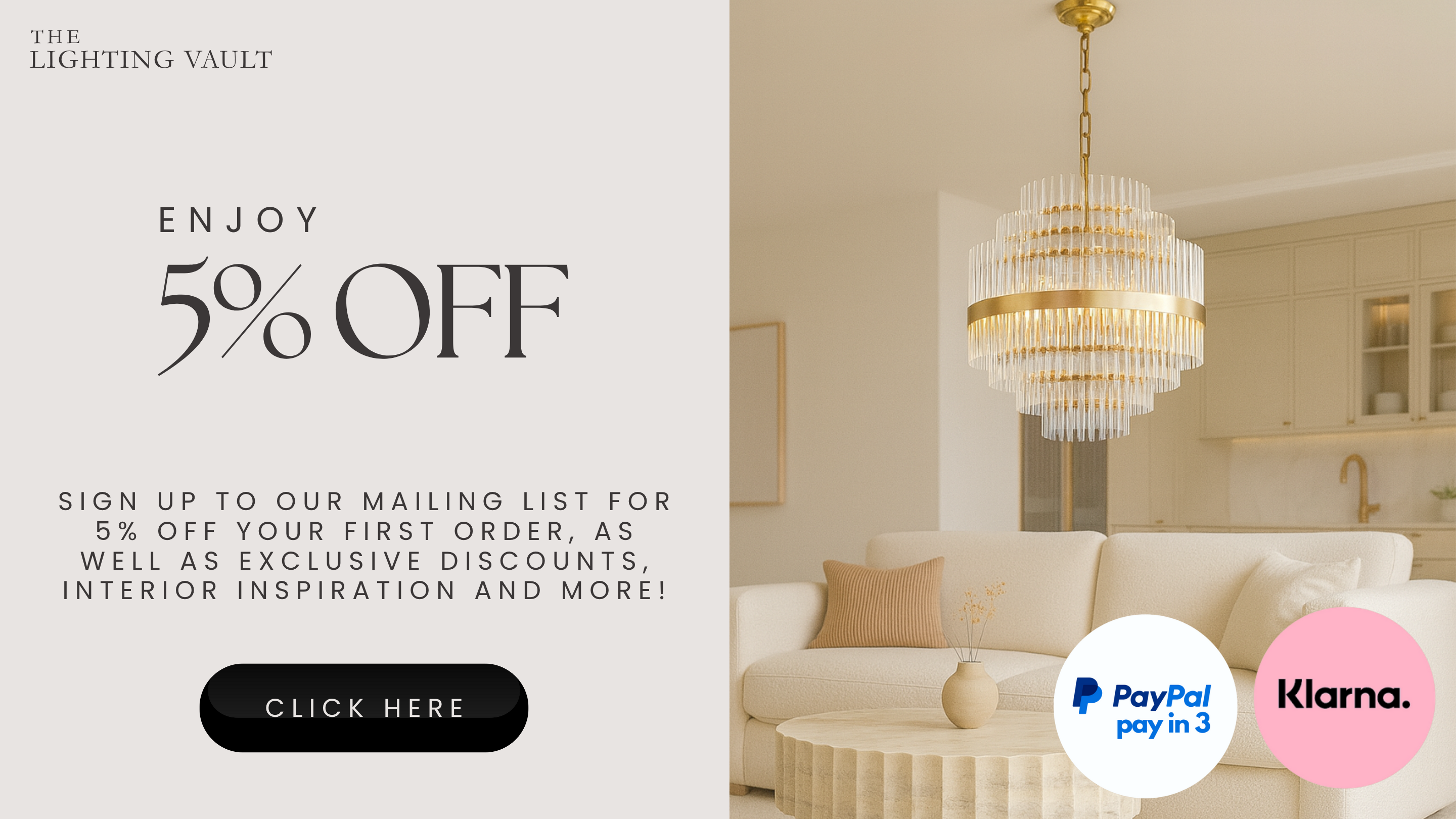 Elegant modern lighting with discount offer