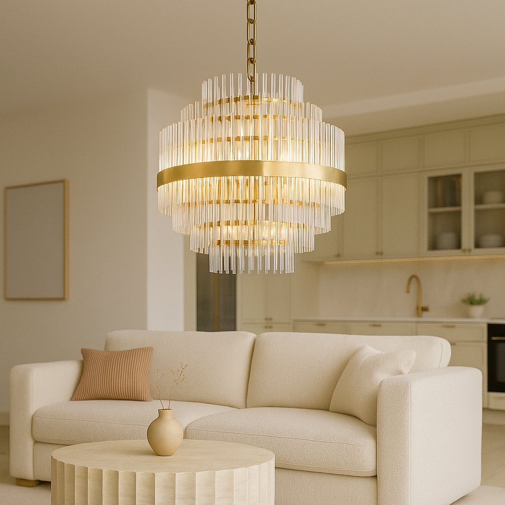 Euston large gold glass chandelier