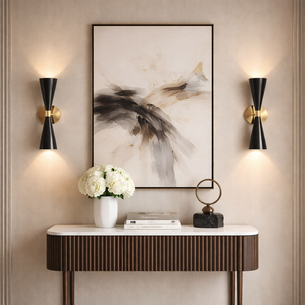 “Nordic matte black wall light with soft glow