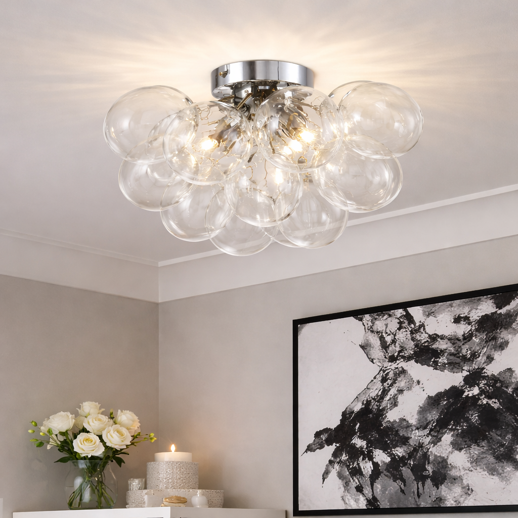 Small clear bubble glass flush ceiling light