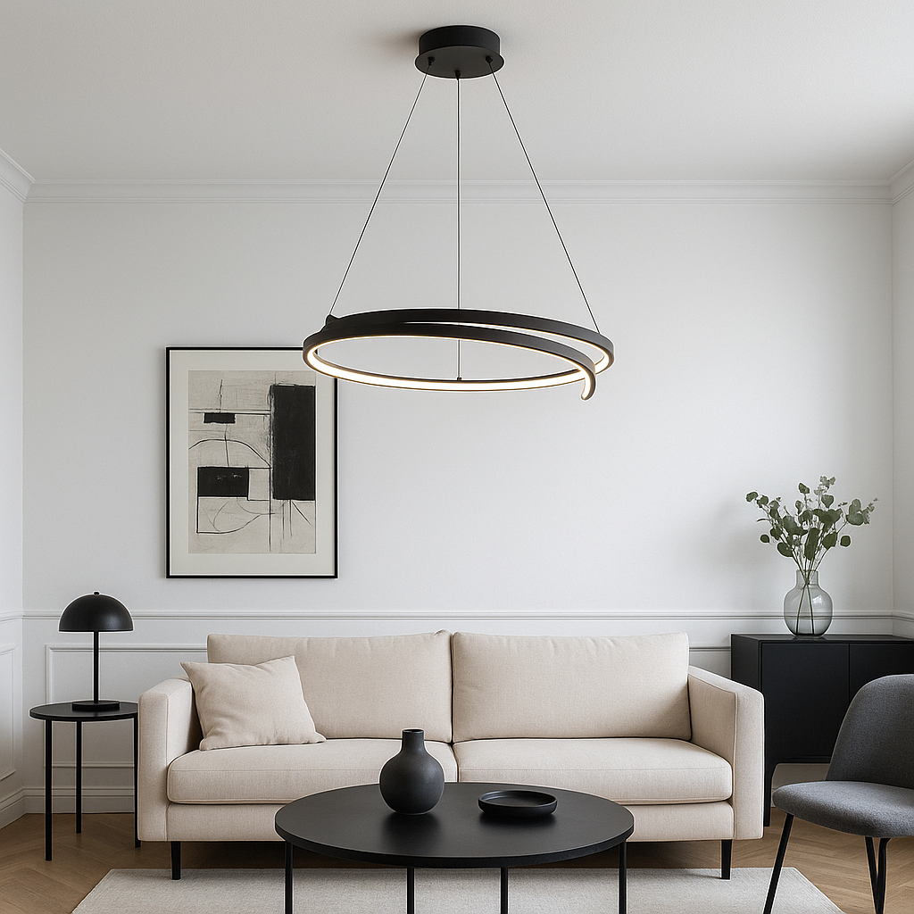 lack LED ring pendant light in Nordic living room