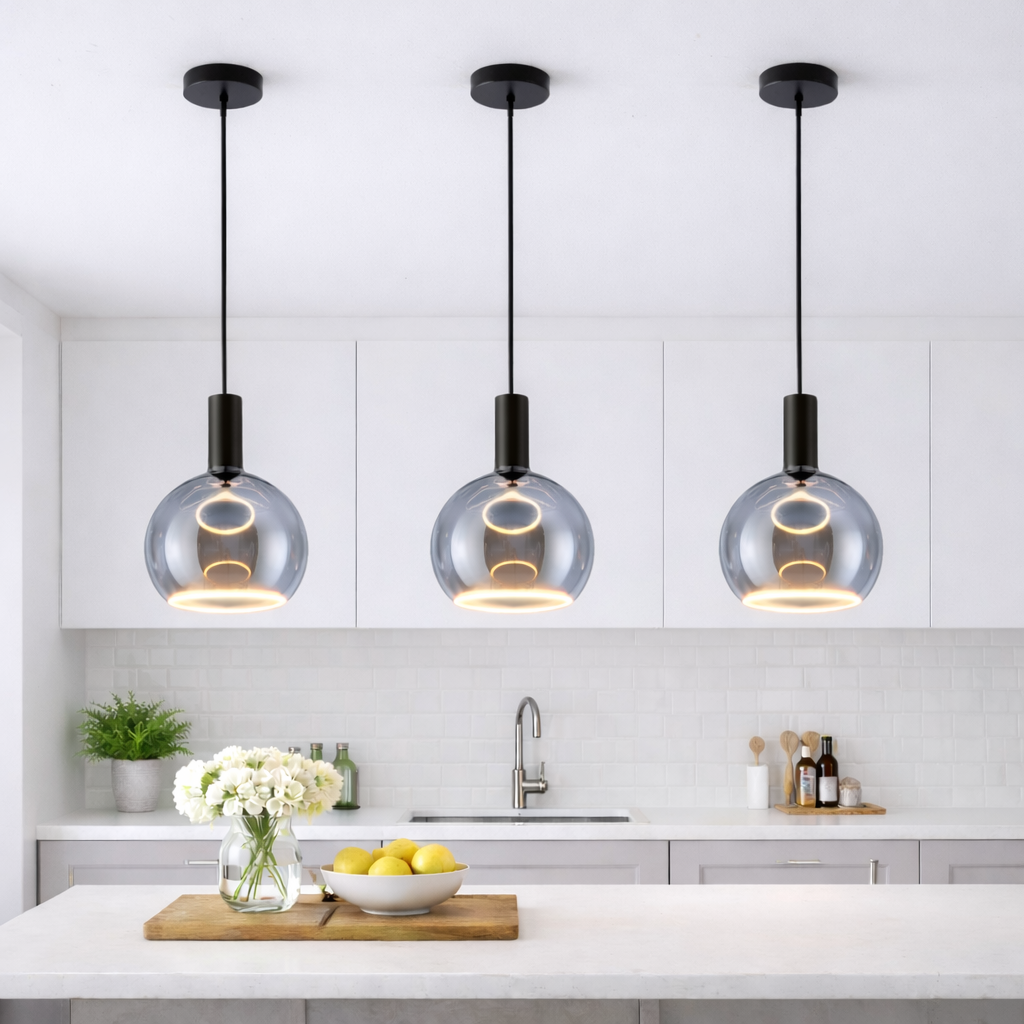 Roma graphite 1900K grey glass pendant