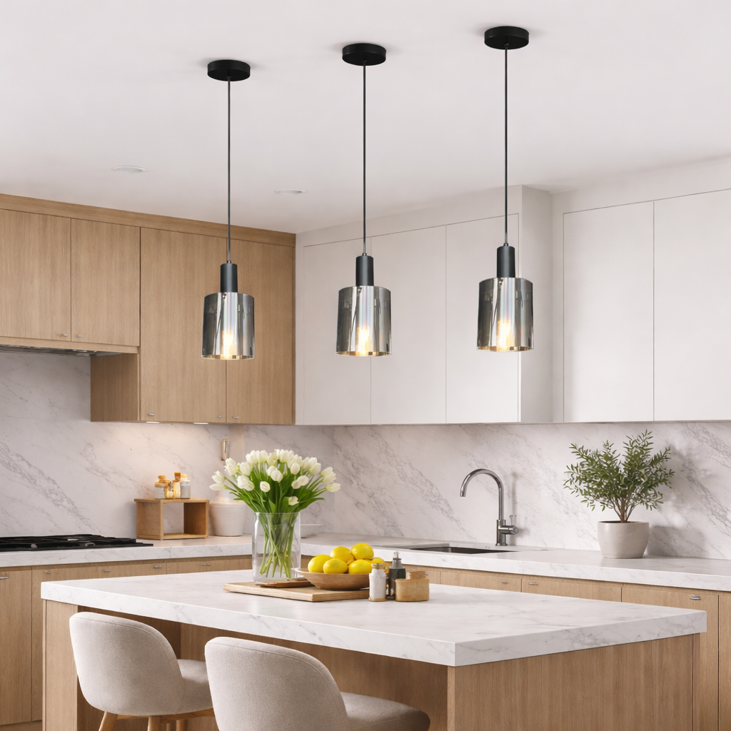 Venice smoked mirror pendant lights kitchen island ceiling
